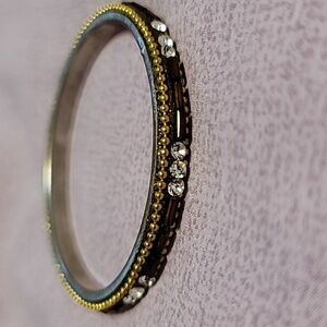 Brown and Rhinestone Detail Golden Braided Bracelet